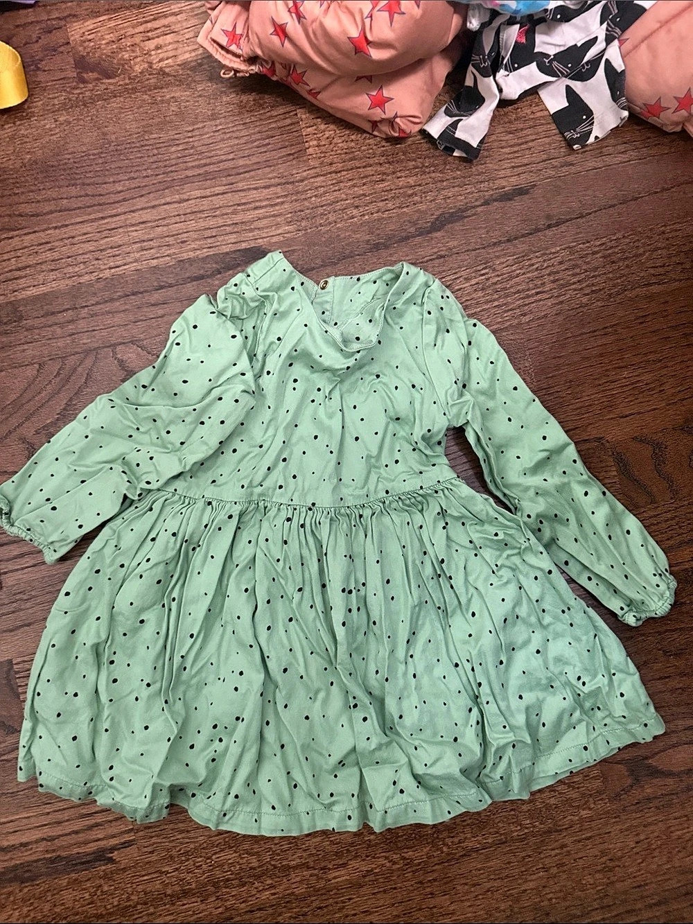 mini rodini Dots Dress Green & Black Polka Dot Girls 2Y